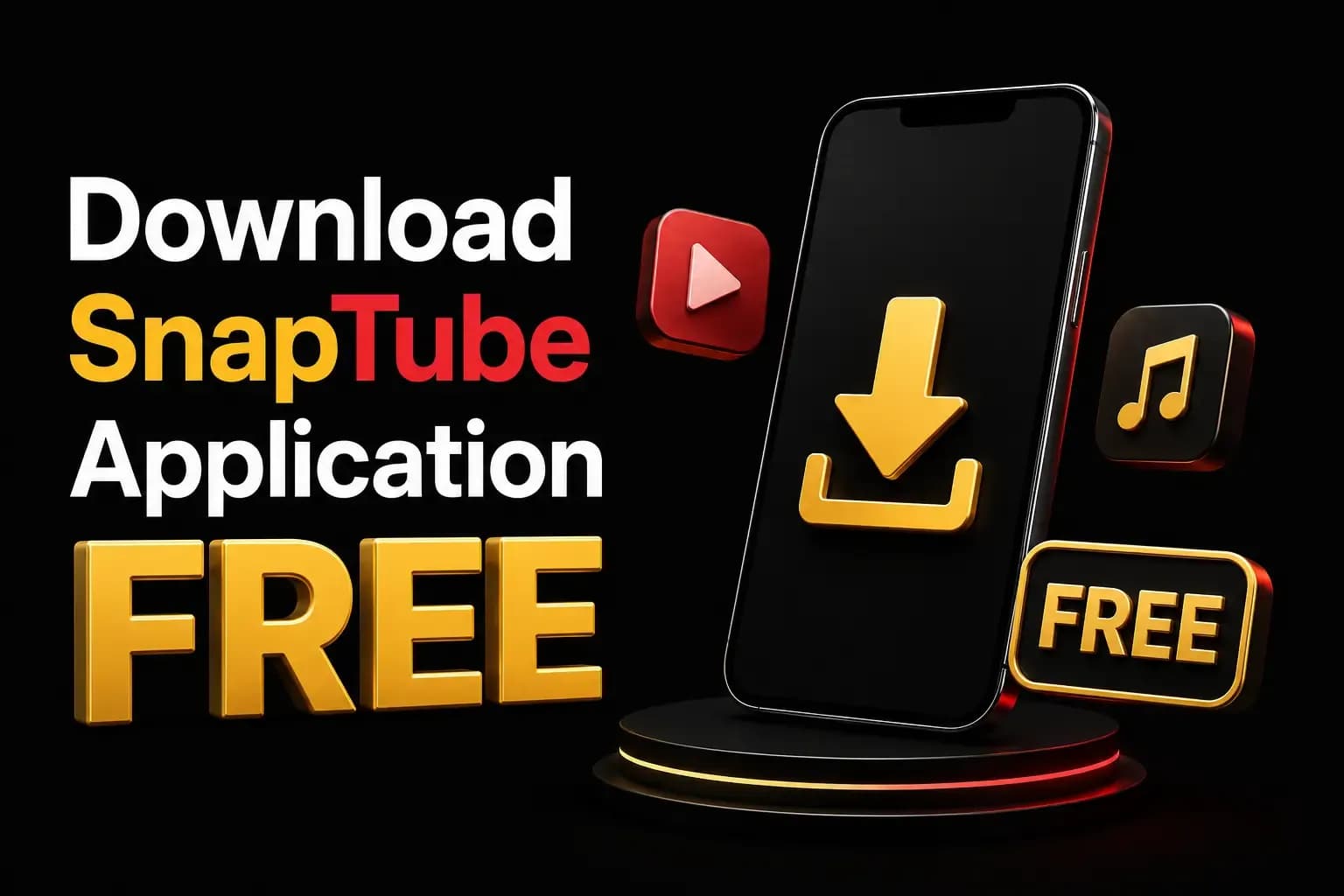 Download SnapTube application free Download SnapTube application free artwork: a phone with a gold download arrow beside a gold FREE badge.